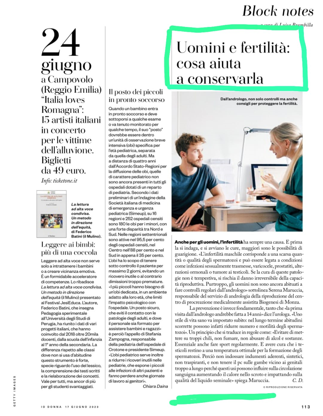 Articolo della Dottoressa Serena Maruccia sull'inserto Io Donna del Corriere della Sera